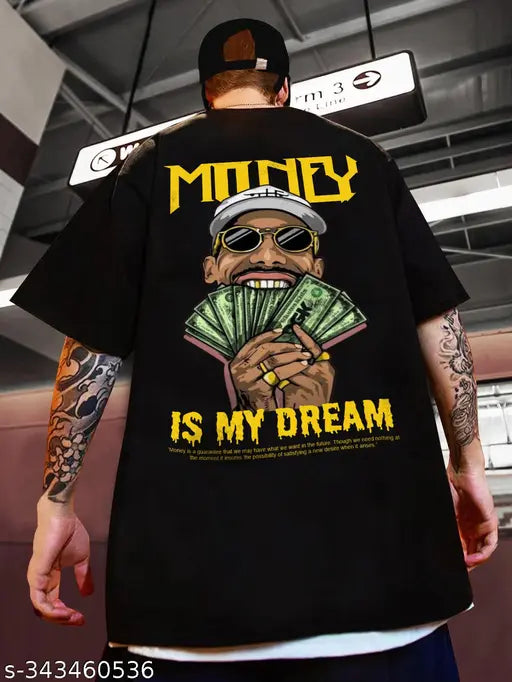 LEWEL Men's Stylish Printed&nbsp; Money Is My Dream 3/4th Sleeve T-Shirt